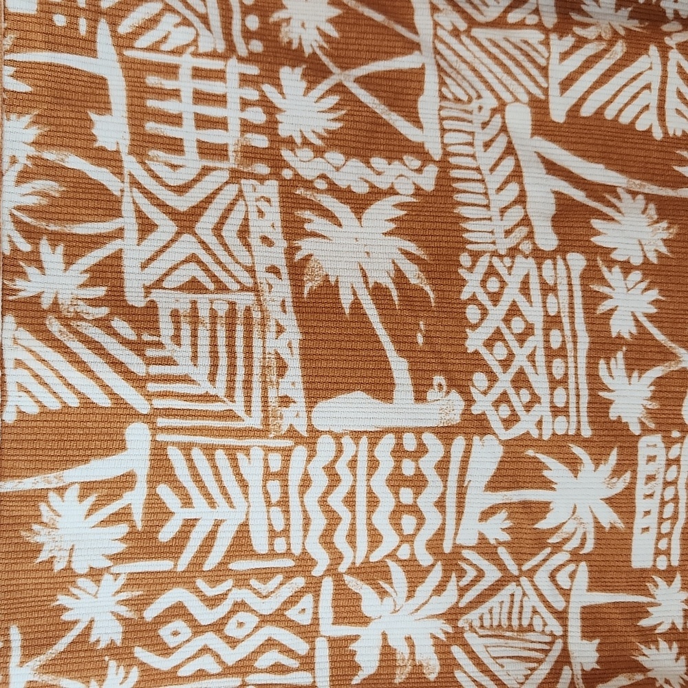 Timberland Hawaiian print button up shirt light orange brown large - Picture 6 of 9